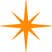 an orange star on a black background